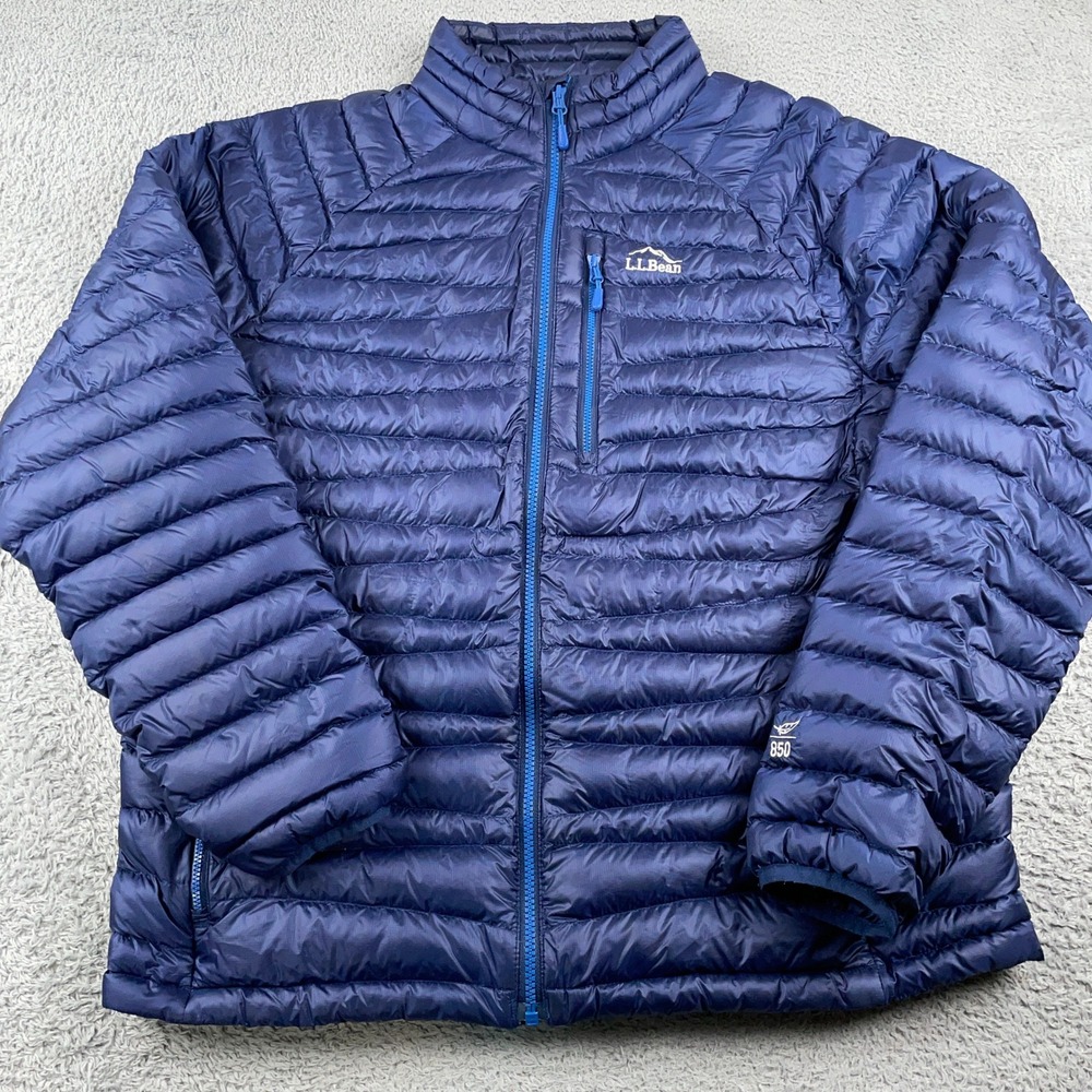 LL Bean Jacket Mens Large Blue Ultralight 850 Down Sweater Puffer Hiking Outdoor